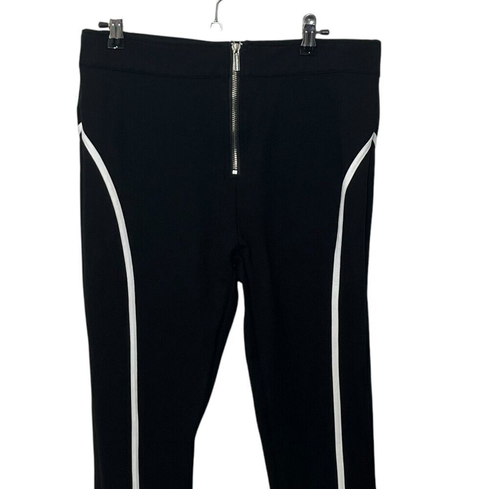 Maniere De Voir Compression Leggings Women's Size 14 Black White Trim High Rise - Picture 3 of 12